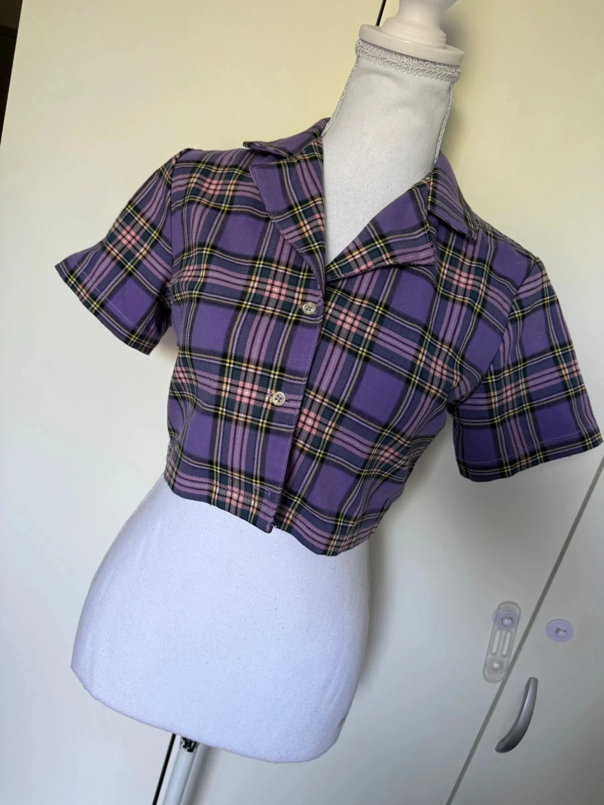 Crop top violet carreaux Brandy Melville S parfait état